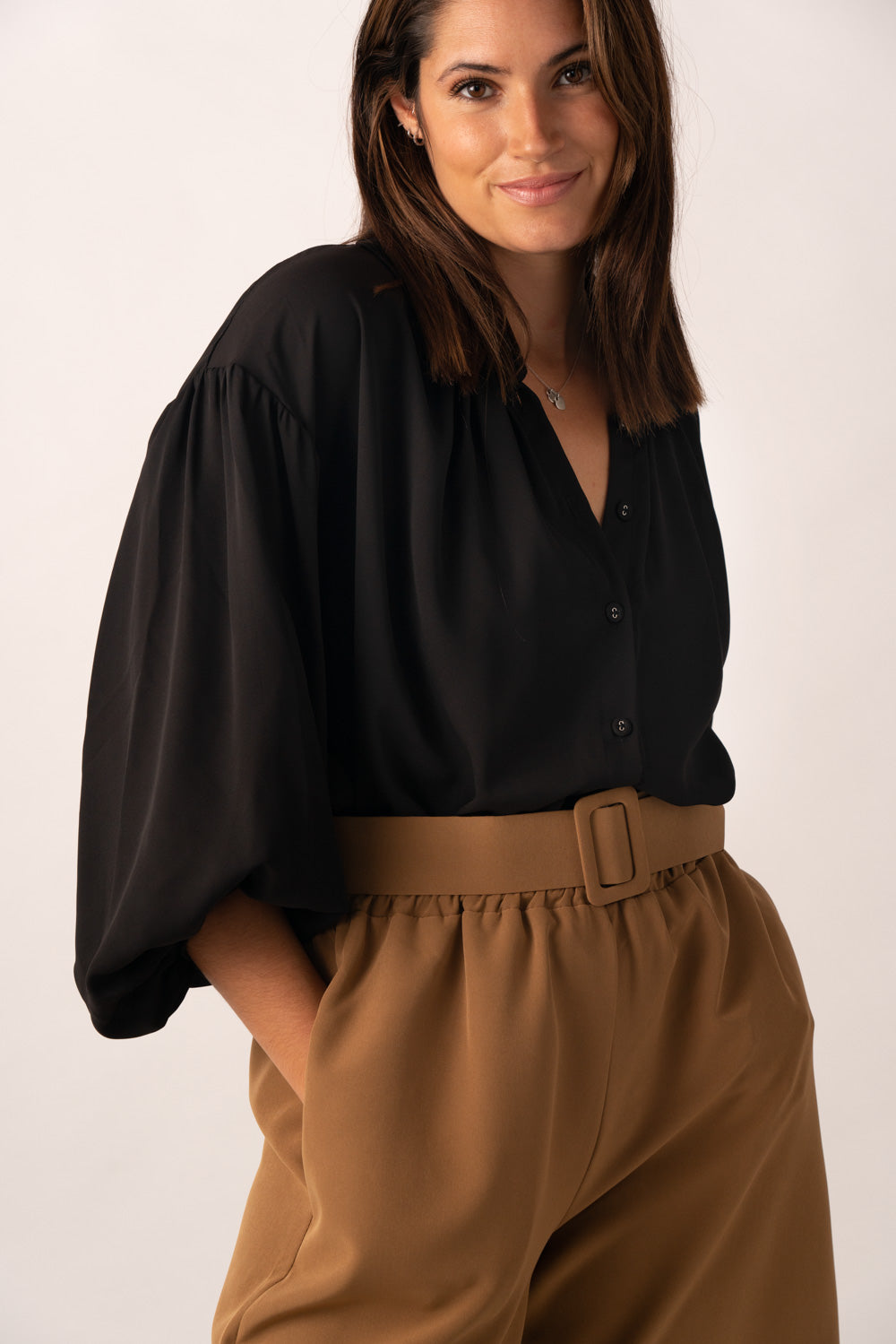 Belted Shorts in Beige