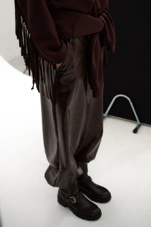 Faux Leather Baggy Trousers