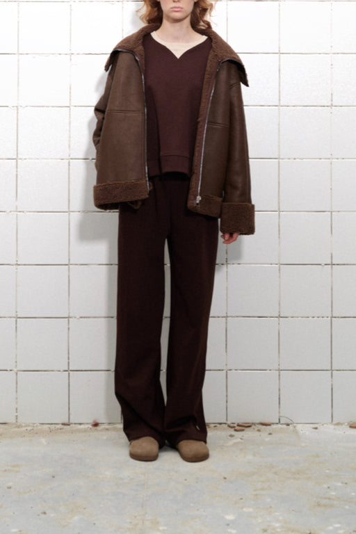 Faux Shearling Jacket in Brown