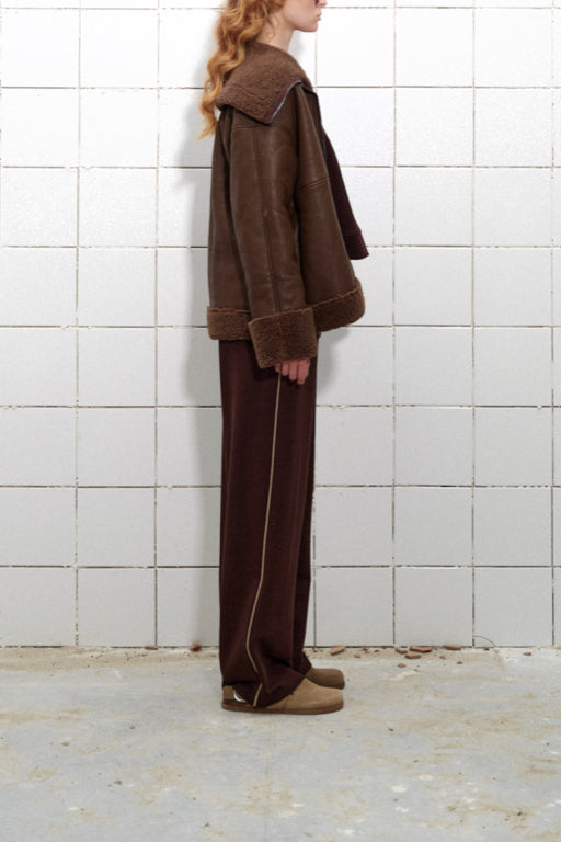 Faux Shearling Jacket in Brown