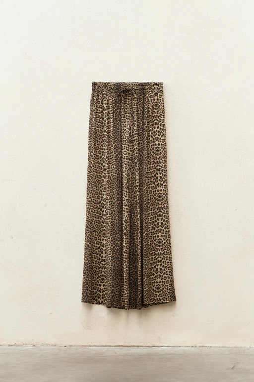 Wide Leg Leopard Trousers
