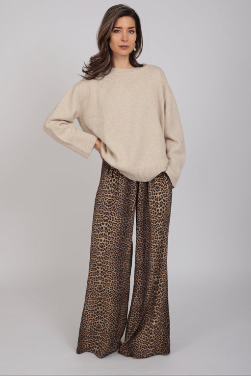 Wide Leg Leopard Trousers