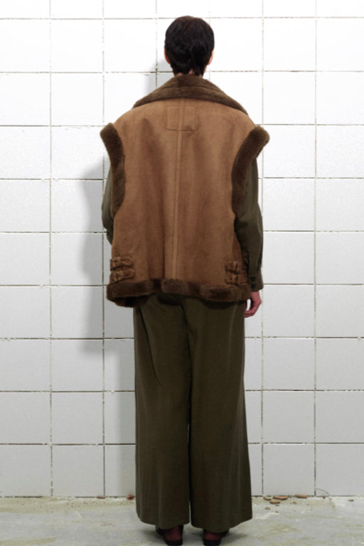 Faux Shearling Gilet in Brown
