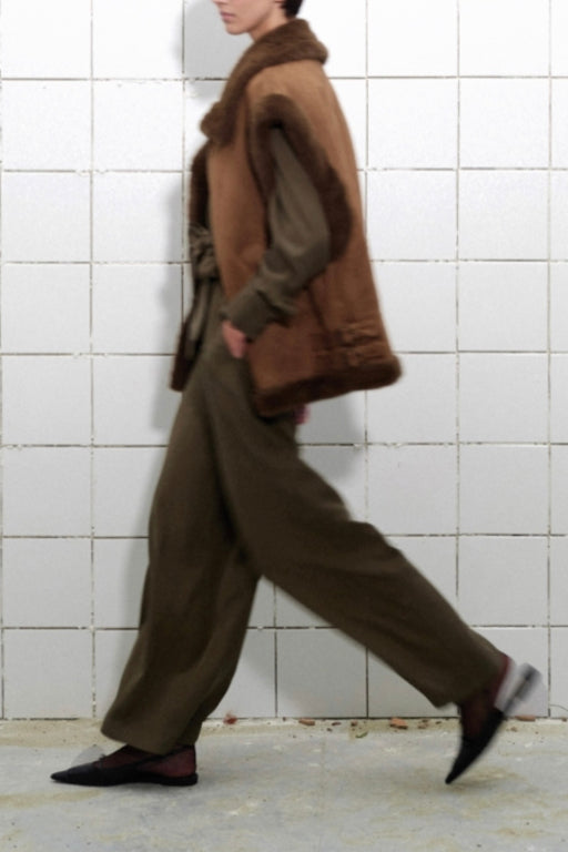 Faux Shearling Gilet in Brown