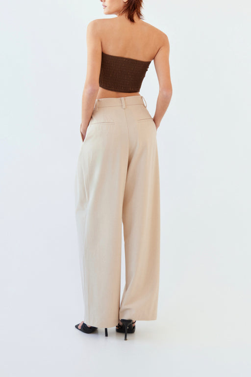 Tailored Pleated Trousers in Cream