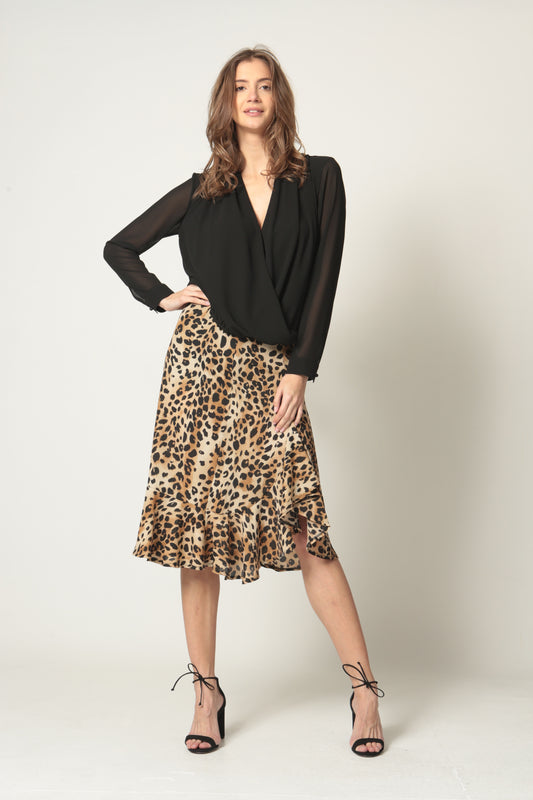 Leopard Print Midi Skirt