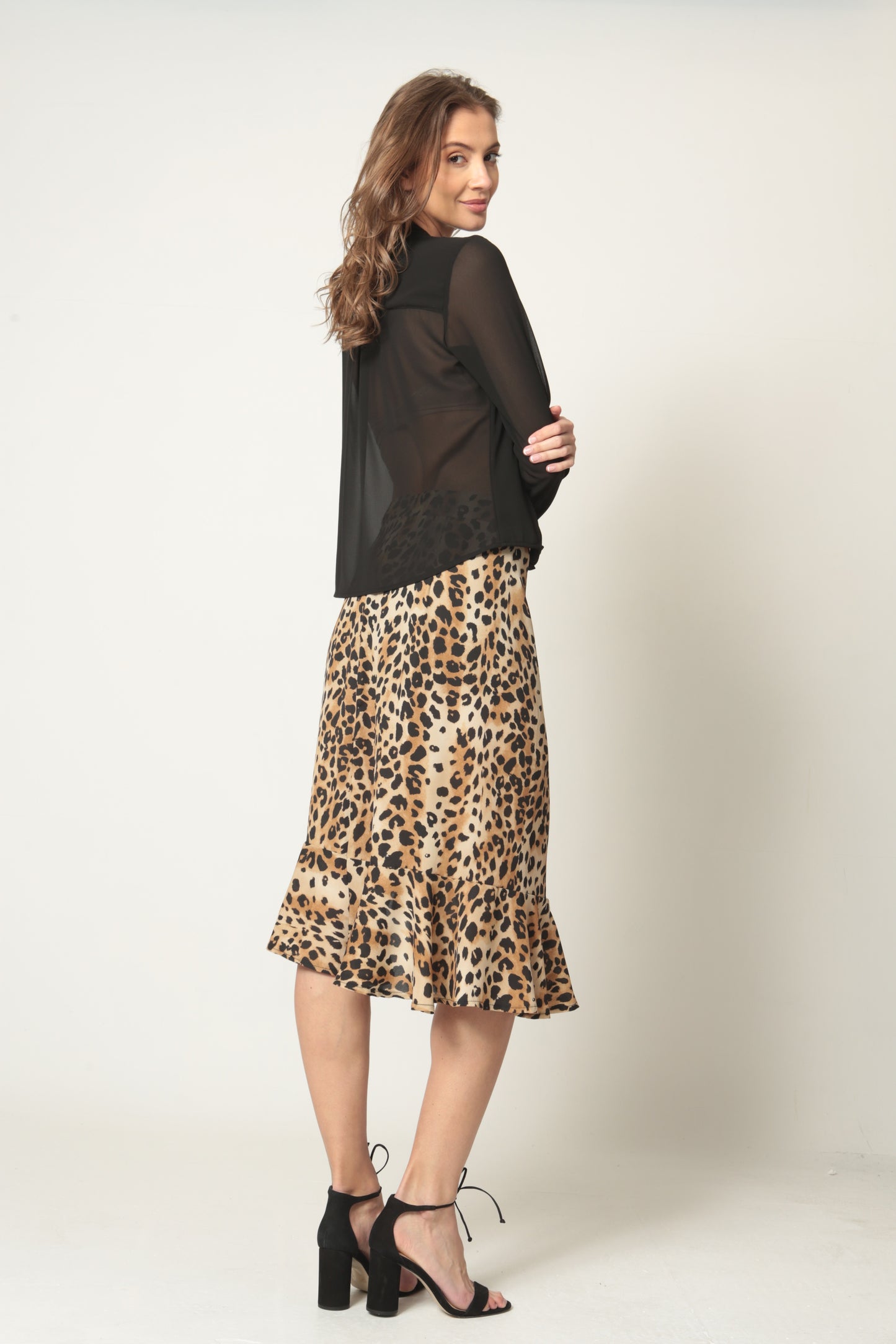 Leopard Print Midi Skirt