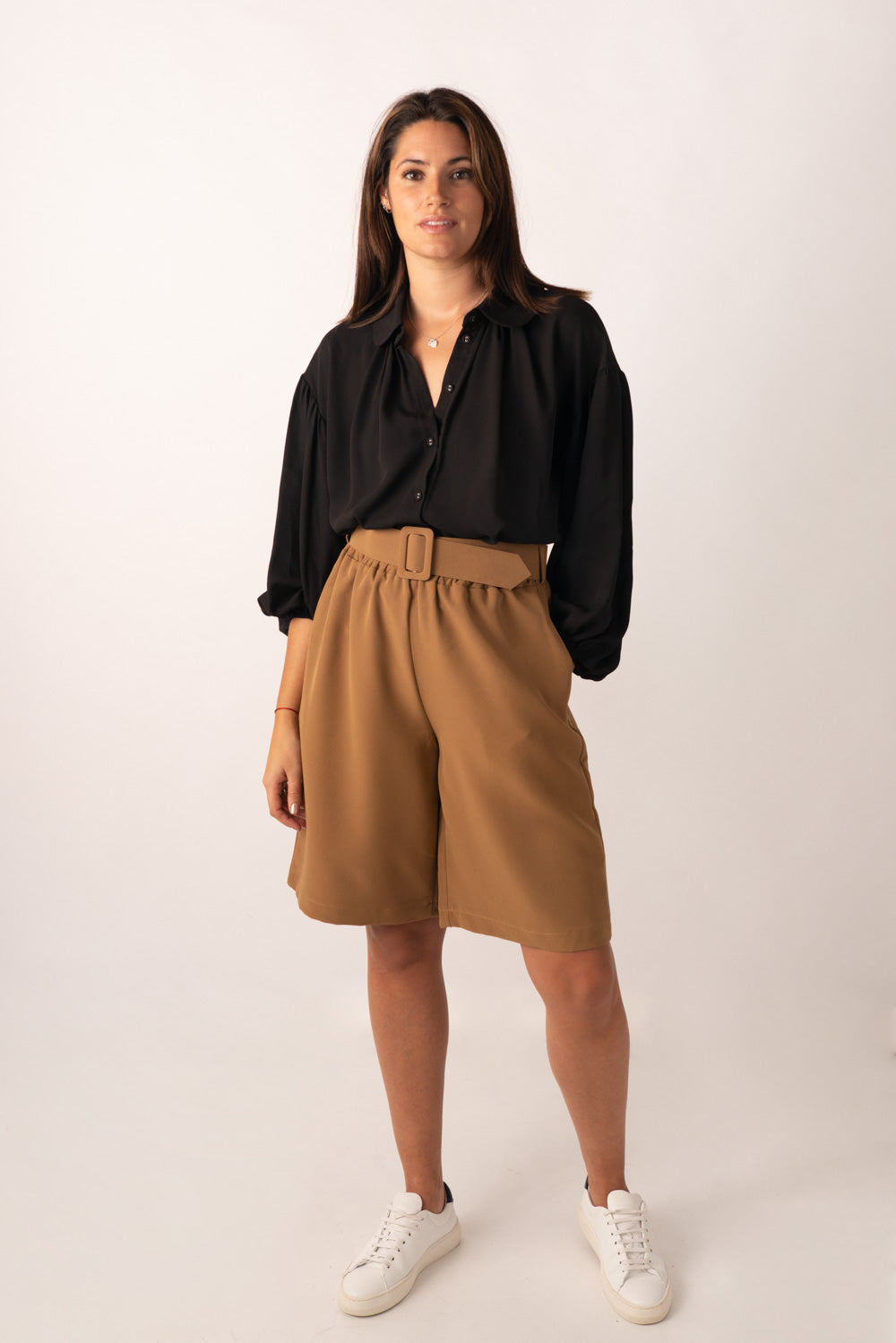 Belted Shorts in Beige